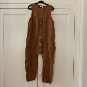 Red Creek Kids Sleeveless Button-Down Jumpsuit in Brown